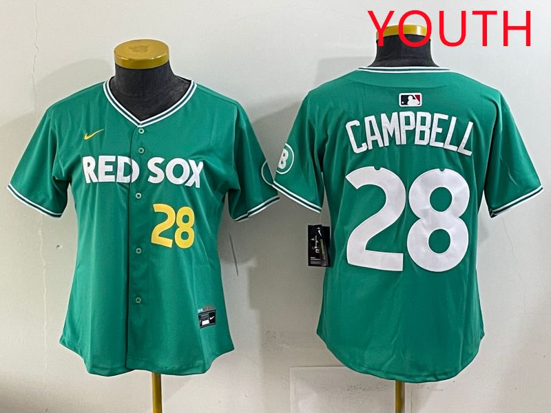 Youth 2025 Boston Red Sox #28 Campbell Dark Green Joint Name Nike MLB Jersey style 5->youth mlb jersey->Youth Jersey